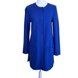 Harris Wharf London Royal Blue Retro Style Lightweight Wool Coat Car Coat